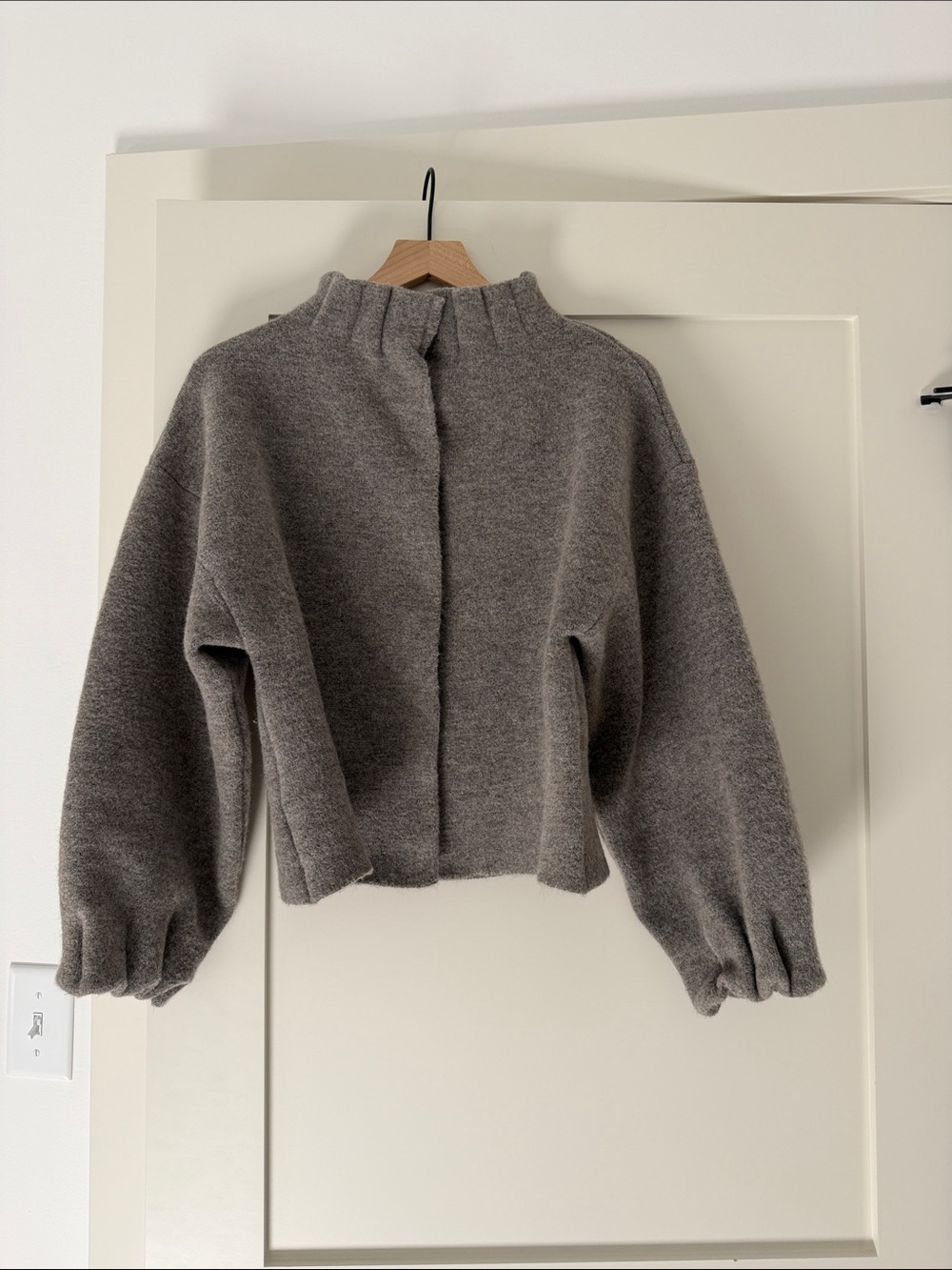 Zara Gray Coat with Cropped Mock-Neck Jacket - and ruffle details size small